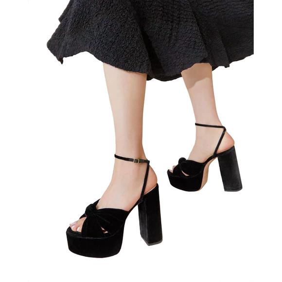 NEW LOEFFLER RANDALL roz knot platform sandal in black - Picture 2 of 5